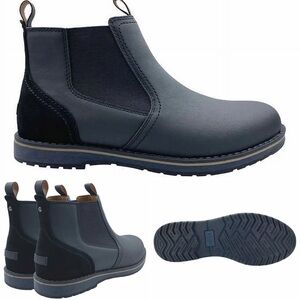 Izod Men's Lucas Leather Pull-On Chukka Boot (Black, 11) NEW